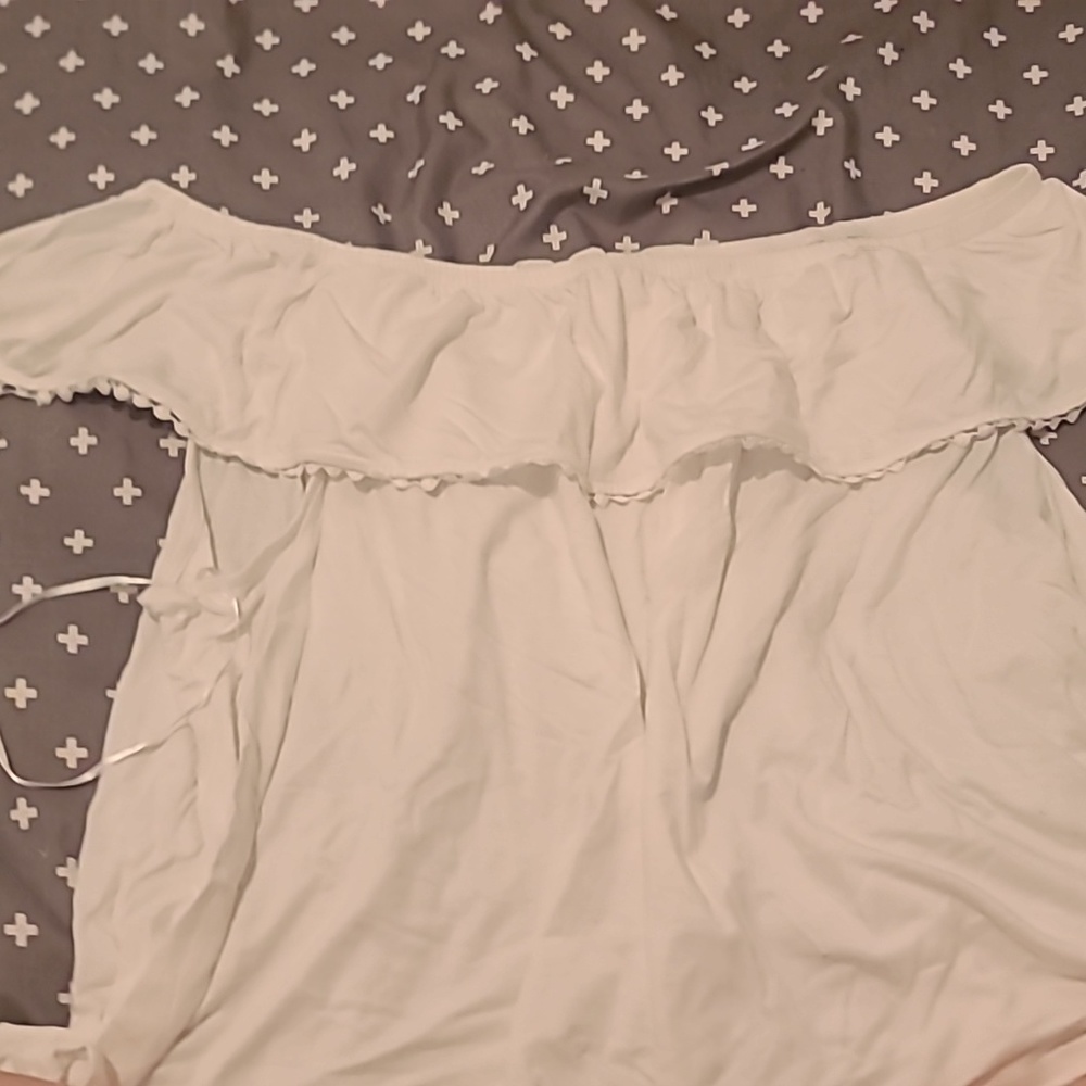 Off the shoulder T-shirt, 4xl, white